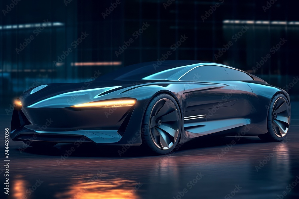 Electric sport car design concept for clean energy vehicle Created with Generative AI technology.