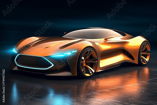 Electric sport car design concept for clean energy vehicle Created with Generative AI technology.