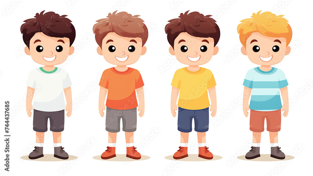 boys gathered together isolated on a white background in a vector illustration boys gathered together isolated on a white background in a vector illustration