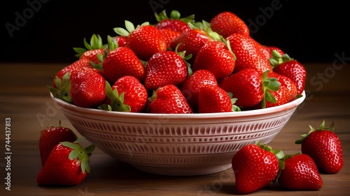 A bowl filled with ripe and juicy strawberries.