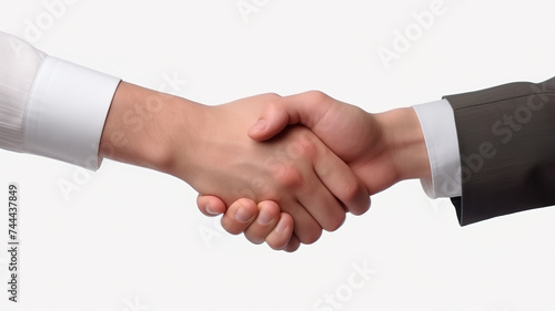 Isolated on a white background, businesspeople are shaking hands.