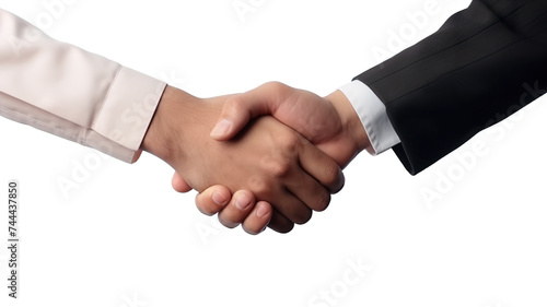 Isolated on a white background, businesspeople are shaking hands.