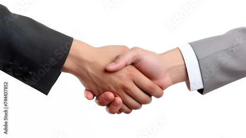 Isolated on a white background, businesspeople are shaking hands. © Dilshad