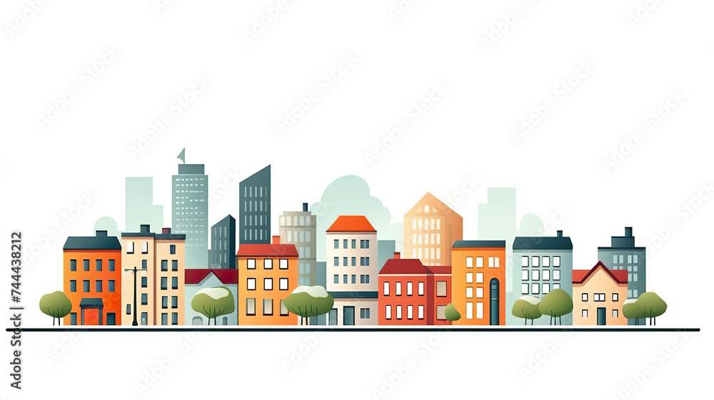 Isolated vector illustration of city landscape buildings on a white background