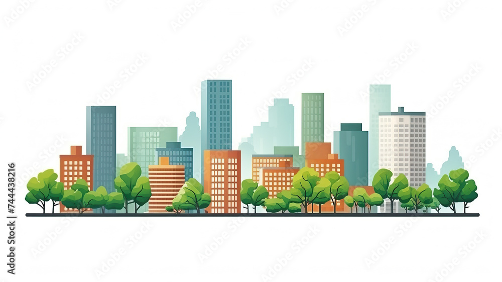 Fototapeta premium Isolated vector illustration of city landscape buildings on a white background