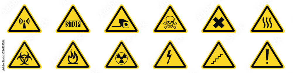 Vetor de warning sign vector set of triangle yellow warning signs ...