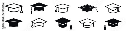 Graduation student black cap silhouette icon photo