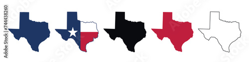 Texas map icon set, Texas map isolated on transparent background. png file