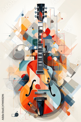 Guitar acoustic illustration for music graphic advertising Created with Generative AI technology.