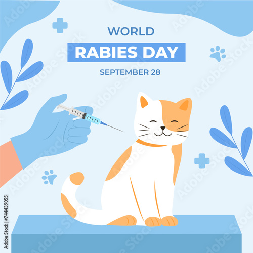 World rabies day.  Social media post, poster. Vector illustration.