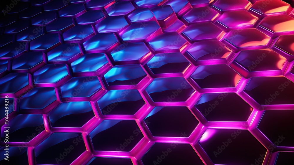 Abstract Neon Hexagonal Pattern Background. Abstract Neon Hexagonal Pattern Background.