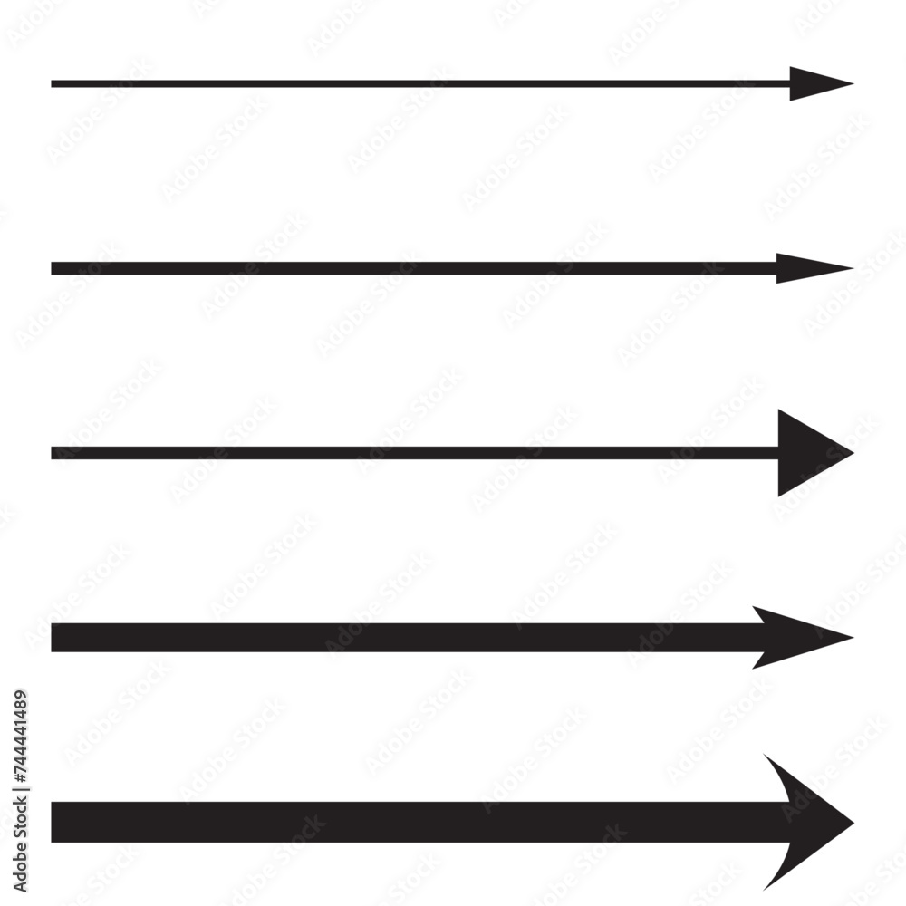 vector icon of a thin long arrow pointing to the right vector icon of a thin long arrow pointing to the right