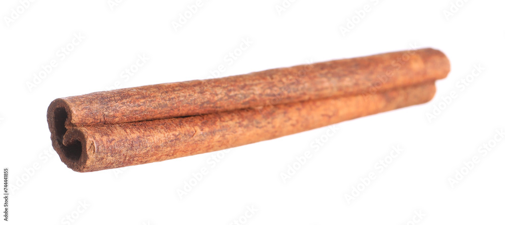 One aromatic cinnamon stick isolated on white One aromatic cinnamon stick isolated on white