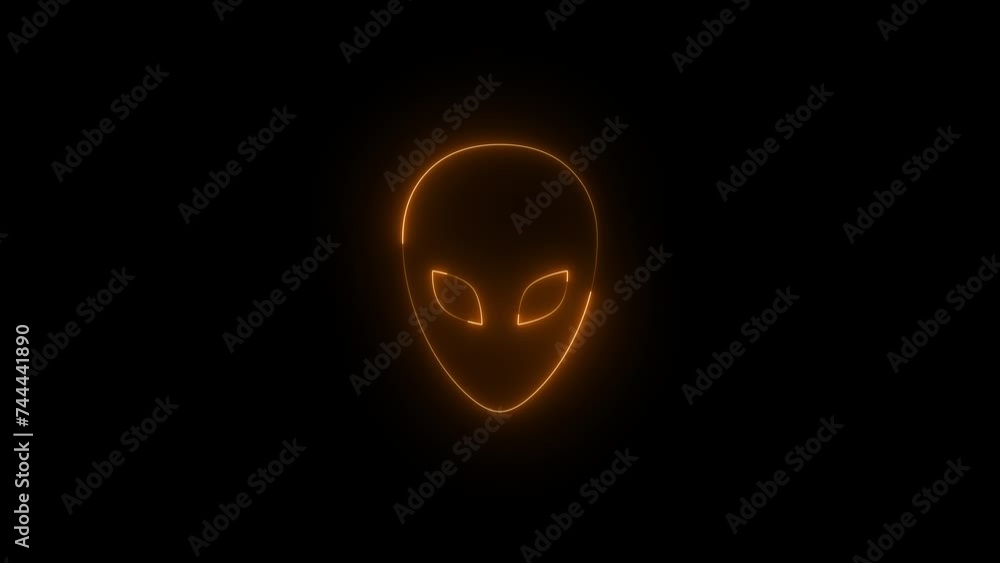 Neon glowing brown mask icon animation in black background Neon glowing brown mask icon animation in black background