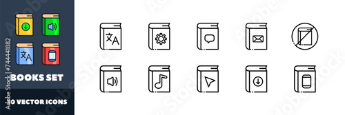 Books set. Linear style. Vector icons