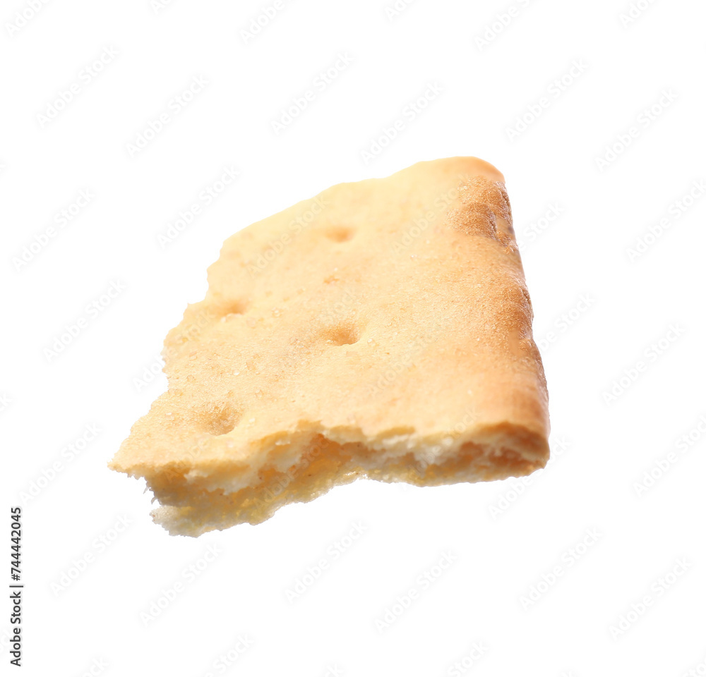 Piece of tasty cracker isolated on white Piece of tasty cracker isolated on white