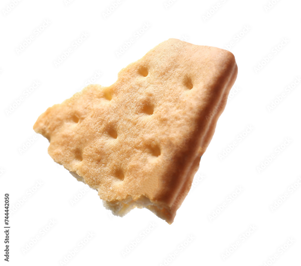 Piece of tasty cracker isolated on white Piece of tasty cracker isolated on white