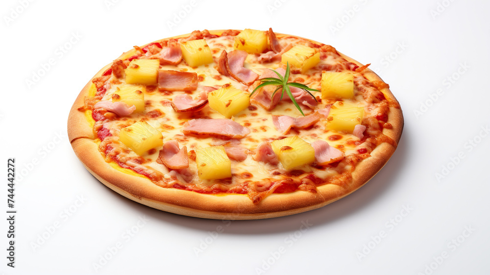 Hawaiian pizza isolated on pure white background