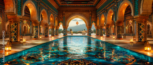 The timeless elegance of traditional architecture, where water and design create a serene, historical spa