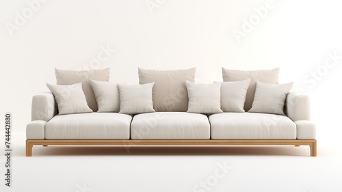 Large couch with pillows isolated on a pure white background