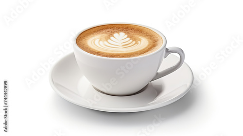 Latte coffee cup isolated on pure white background