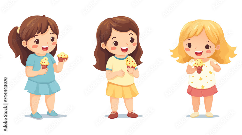 Little girls enjoying ice cream isolated on a pure white background Little girls enjoying ice cream isolated on a pure white background