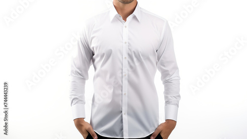 Men fashion white shirt isolated on pure white background