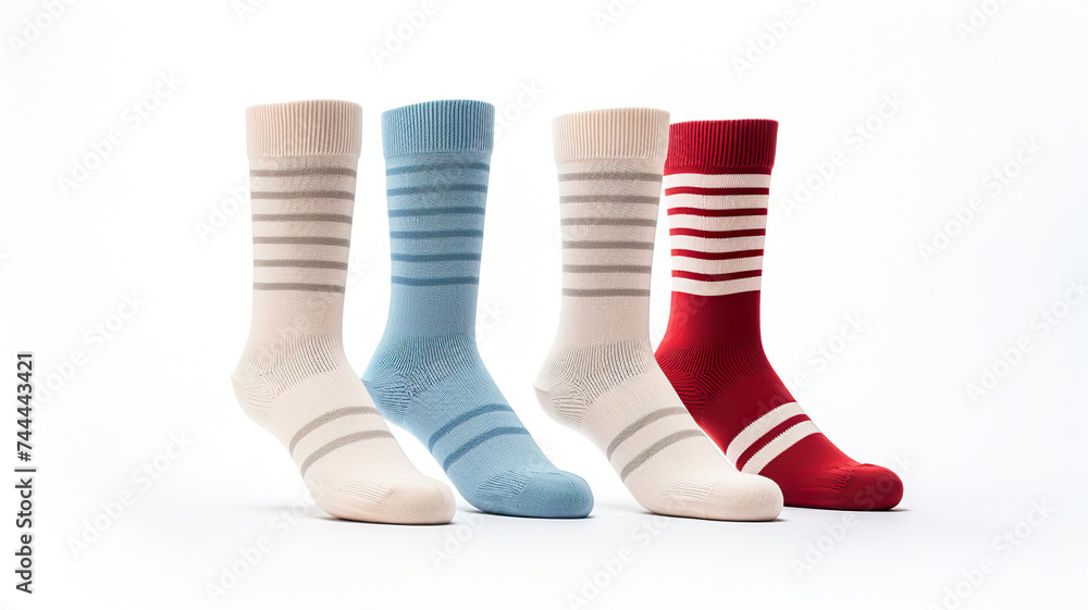 New colorful socks isolated on pure white background New colorful socks isolated on pure white background