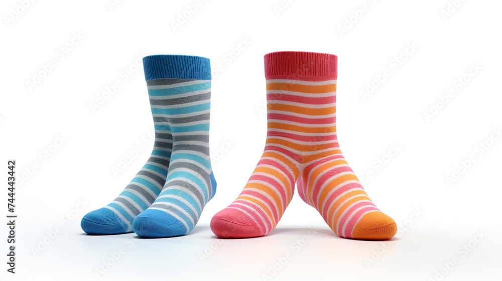 New colorful socks isolated on pure white background New colorful socks isolated on pure white background