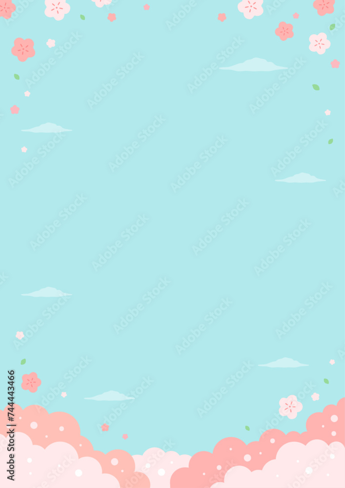 桜と青空の背景イラスト