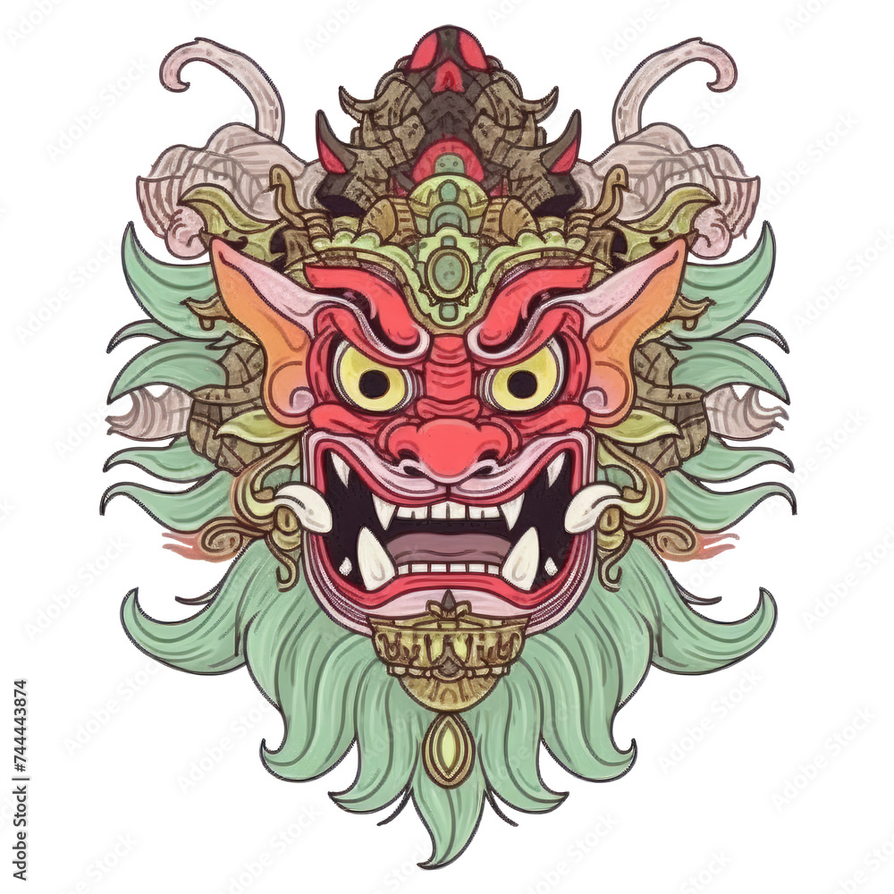Fototapeta premium An illustration of a Barong with a red face