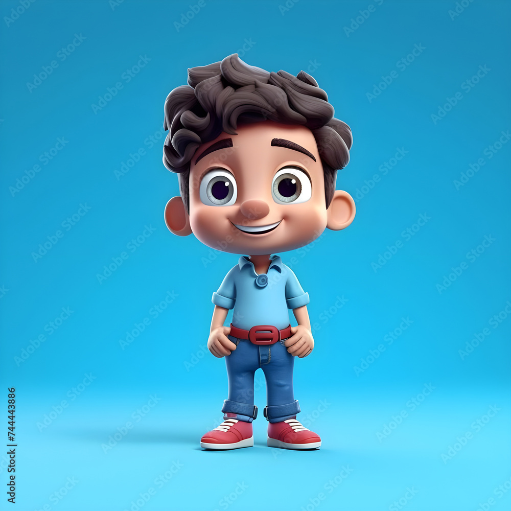 Dazzling view 3d character of little kid 