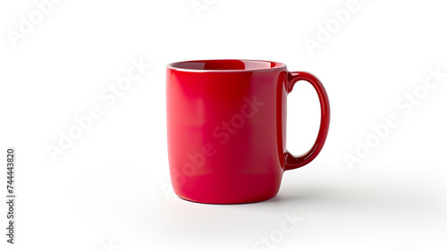 Red mug isolated on a white the background with reflections