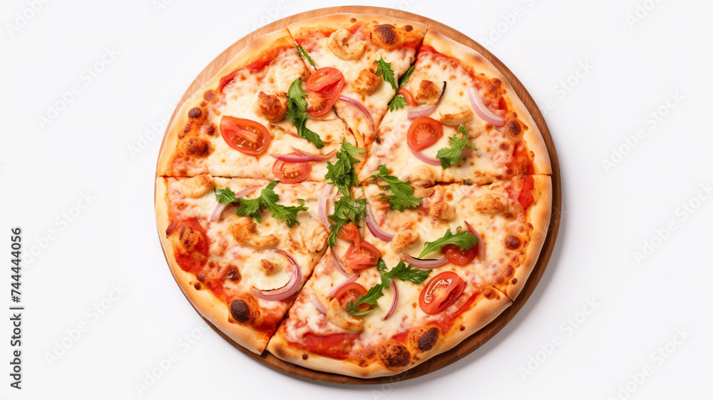 Pizza with seafood isolated on a white the background