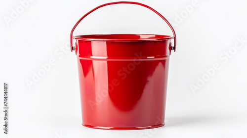 Bucket of school supplies isolated on a white the background