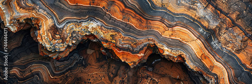 Geology concept with layers of rock, stone, sediment, and minerals in the ground