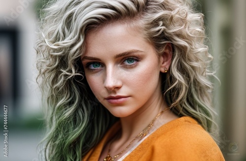 photograph of a person born under the zodiac sign Leo, in good lighting, iridescent colors of golden light, light gray, light orange and light green, play of light and shadows Concept of astrologers.