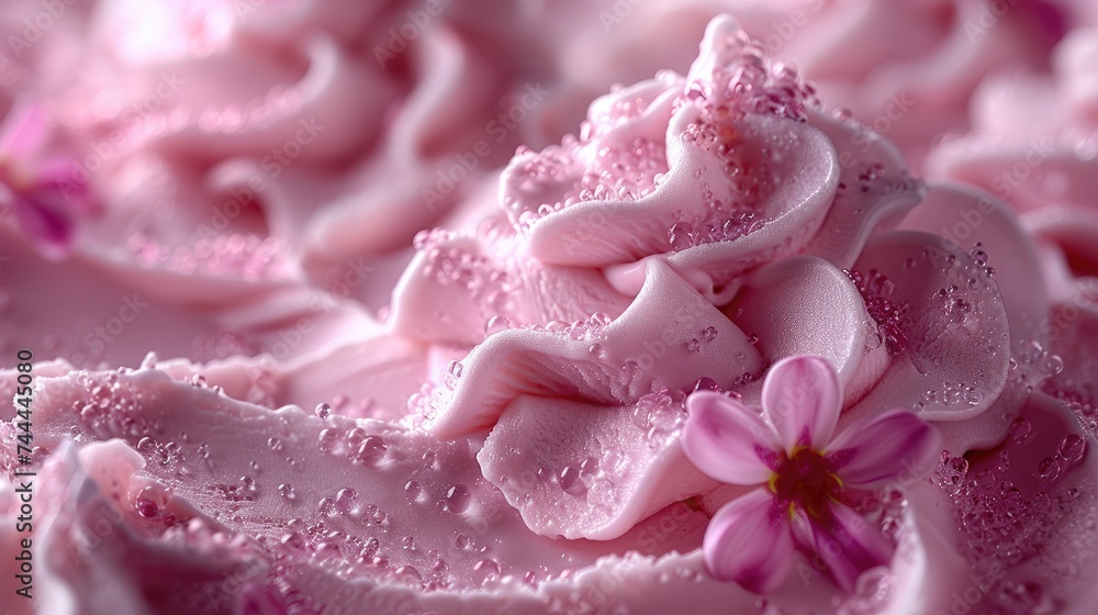 Pink Raspberry Ice Cream with Fresh Berry Toppings. Pink Raspberry Ice Cream with Fresh Berry Toppings.