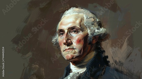 Portrait in pastel art of a historical illustration of a president and founder in a vintage style