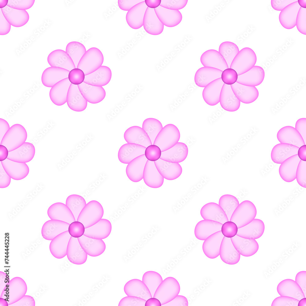Pink flower seamless pattern for printing. Simple gradient flower on a pink background. PNG