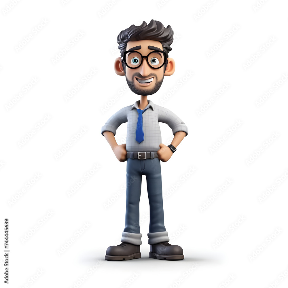 picture of 3d cartoon boy with glasses in front of white background picture of 3d cartoon boy with glasses in front of white background