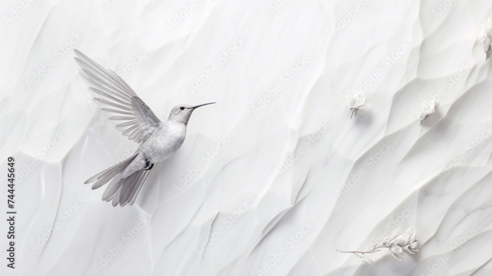 silhouette of a bird on white background  - obrazy, fototapety, plakaty 
