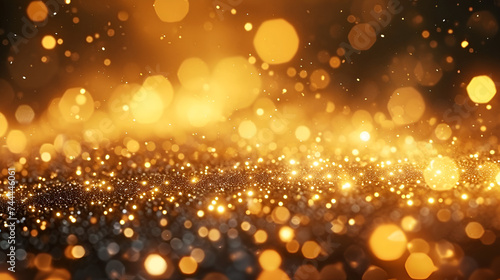 Golden Christmas particles and sprinkles for a holiday, golden Christmas particles and sprinkles for a holiday celebration like Christmas or new year. shiny golden lights. wallpaper, Generative Ai 