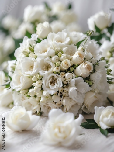 White bouquet of flowers detailed texture background for wedding, debut or any occassion like graduation or prom from Generative AI