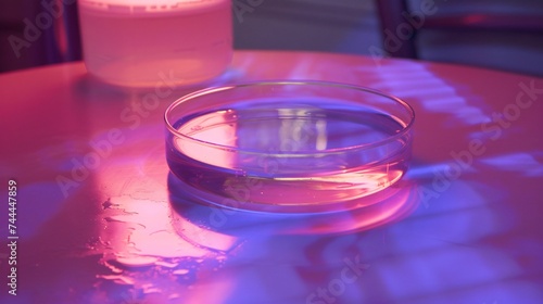 Petri dish awaits a reactant the next step in a groundbreaking experiment photo