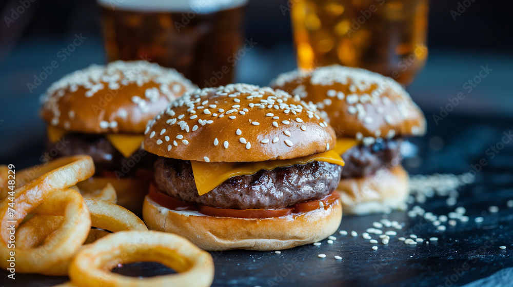 hamburger and fries