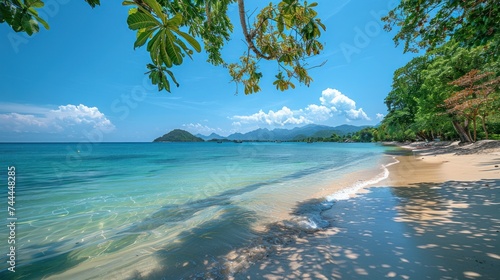 Serene beach setting. Tropical exotic beach scenery perfect for backgrounds or wallpapers