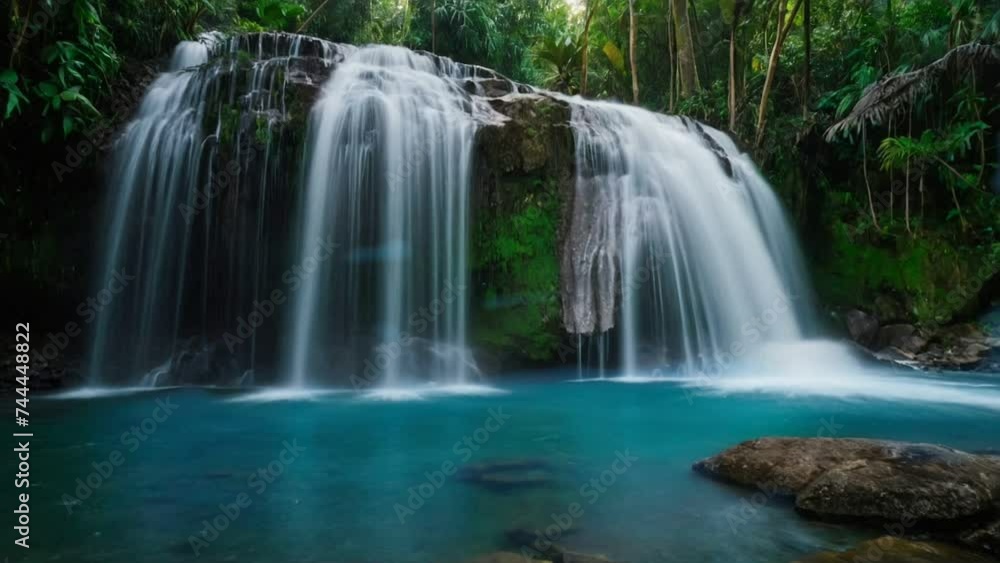 waterfall in the forest, seamless looping 4k animation video background waterfall in the forest, seamless looping 4k animation video background