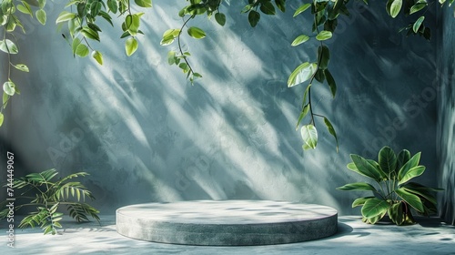 Botanical background with a subtle shadow on the wall