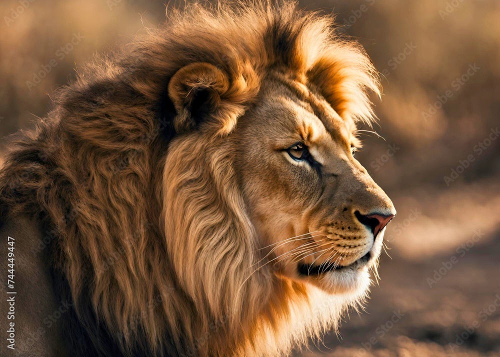 portrait of a lion. A close-up picture of elegant lion's face. portrait of a lion. A close-up picture of elegant lion's face.